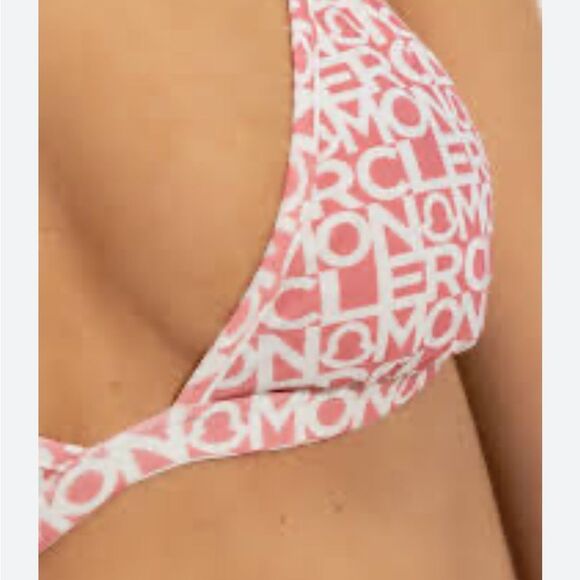 Moncler Monogram Logo 2-Piece Bikini Set Size XL NWT Pastel Pink Multi $520 - Picture 4 of 12